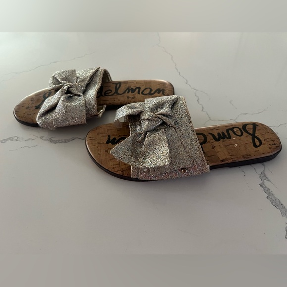 Sam Edelman Slip On Glitter Glam Sparkle Bow Gigi Sandals Girls Size 3 - Picture 8 of 8